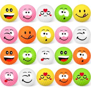 Sumind 20 Pieces Golf Party Favors Smile Stress Balls Foam Practice Balls 1.57 Inch Stress Relief for School Carnival Reward, Summer Novelty Golf Party Gift Bag Filler