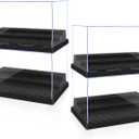 Display Cases for Minifigures, 4 Mini-Figure Display Boxes Fits for Block Figures, Minifigures Cases with 3 Removable Stands Fits for Lego 95% Minifigs, Characters and People, L, Black