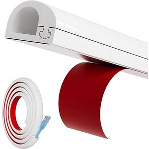 39" Side Open One Cord Hider (<1/4") for Wall Mounted Tv,Silicone Flexible Cable Cover to Hide Conceal Cords Along Wall,Wire Raceway Management Cable Concealer Channel,Electric Cord Organizer,White