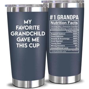 NewEleven Fathers Day Gift For Grandpa From Granddaughter, Grandson - Birthday Present Ideas For Grandfather, New Grandfather, Promoted To Granddad, Grandchildren, Grandkids - 20 Oz Tumbler (Favorite grandpa navy)