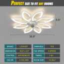35.5" Ceiling Fan with Lights Remote Control, Modern Low Profile Flush Mount Ceiling Fan with Lights, Dimmable Ceiling Fans 3 Color 6 Speed for Bedroom Living Dining Room Kitchen - White