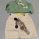 Baby Boys Shorts Sets,Infant Shirt + Shorts + Bow Tie + Suspenders,Toddler Summer Gentleman Outfits (2-3T, Grey+green)
