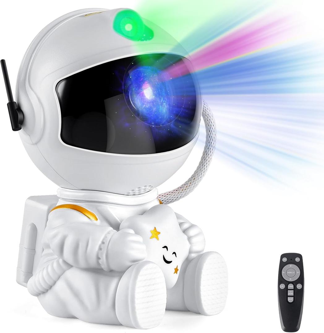 XHSY Astronaut Projector Star Projector Galaxy Light Night Light for Kids Light Projector for Bedroom Starry Nebula Ceiling LED Lamp with Remote (White)