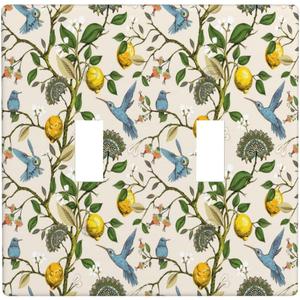 Blue Bird Lemon Tree 2 Gang Double Toggle Outlet Light Switch Cover Decorative Wall Plate Cover For Home Living Bedroom Kitchen Decorative