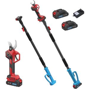 2-IN-1 Cordless Electric Pole Pruning Shears, 12.6FT Telescopic Reach, 1.1 Inch(28mm) Cutting Diameter, Brushless Motor, 2×20V 2000mAh Battery, Garden Tree Branch Pruning & Trimming