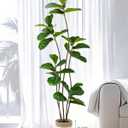 Artificial Fiddle Leaf Fig Tree 6FT with Cotton Basket | Faux Large Trees Fake Plants Tall Tree with 5 Sturdy Trunks, Indoor Artificial Plant Ficus Lifelike for Home Decor Office