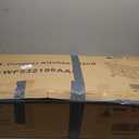 Outdoor Grill Cart, Stainless Steel Tabletop Outdoor Kitchen Island, Solid Wood Outdoor Buffet Cabinet with Lockable Wheels for Grilling, Gray-Blue