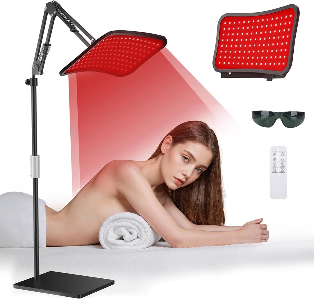 Red Light Therapy for Face and Body, 660nm Red + 850nm Near-Infrared LED Light Therapy Device with Adjustable Stand, Light Therapy for Face & Body at Home