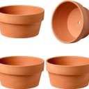 Briful 4 PCS Shallow Terracotta Pots 5.5"x2.8" Flower Pot Clay Pottery Planter with Drainage Hole Cactus Succulent Plant Nursery Pots- Great for Plants,Crafts