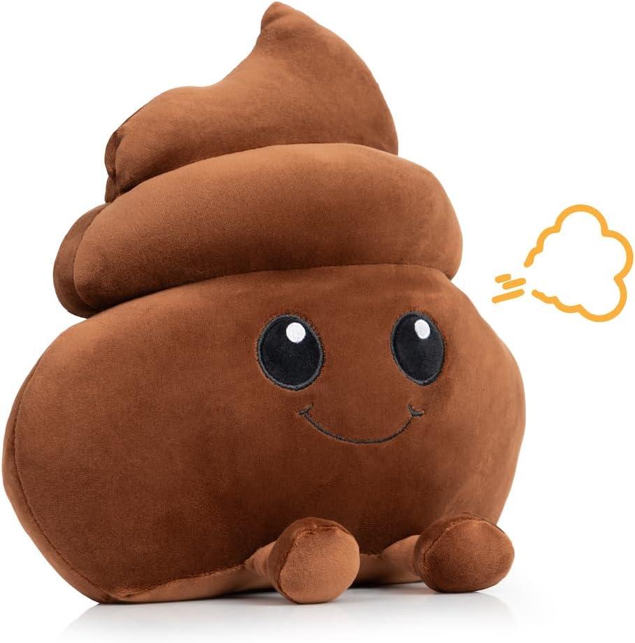 Poop Emoji Fart Noise Maker - Large 11 Plush Toy Makes 20 Hilarious Farting Sounds - Funny Gag Gift for Friends and Coworkers