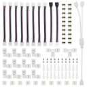 FUMENTON LED Strip Connector Kit for 5050 10mm 4Pin,Includes 8 Types of Solderless LED Strip Accessories,Provides Most Parts for DIY