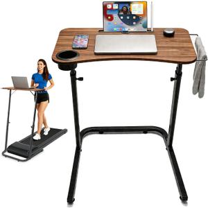 Stepwaver Treadmill Desk, Small Standing Desk for Walking Pad, 30-47 Inch Adjustable Height Walking Pad Stand for Treadmill, Portable Standing Table for Bike - Brown