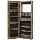 SONGMICS Mirror Jewelry Cabinet Armoire Organizer, Wall or Door Mount Storage Cabinet with Full-Length Frameless Lighted Mirror, Built-in Makeup Mirror, 2 Drawers, Christmas Gift, Rustic Brown