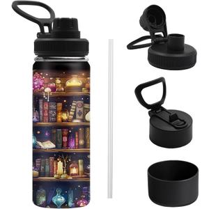 Book Lovers Gifts, 18oz Water Bottle, Reading Tumbler for Friend, Bookish Gifts for Women Readers Librarian, Book Accessories Leak-proof Travel Mug with Antislip Silicone Boot