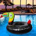 Geefuun Tropical Toucan Inflatable Pool Float Ride On Beach Swimming Rings - Hawaiian Luau Themed Party Supplies for Men Women Adults