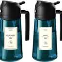 TrendPlain 16oz/470ml Blue Glass Olive Oil Sprayer for Cooking - 2 in 1 Olive Oil Dispenser for Kitchen Gadgets, Air Fryer, Salad, and BBQ - 2 Black