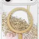 SCORPIFY for iPhone 17 Pro Case [Compatible with MagSafe] with Gleam Rose Halo, Cute Clear Magnetic Phone Cover Bumper for Women Girls, Glitter Sparkle Gold Foil Flakes & Pink Rose Texture