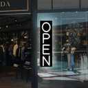 Open Signs for Business 12V/2A Ultra Bright LED Neon Open Sign 16 Inch Lighted Open Sign Electric Light Up Open Sign for Business Storefront Window Glass Door Retail Shop Store Bar Salon Restaurant,Vertical White