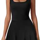 NIASHOT Women's Athletic Dress Mini U Neck Sleeveless Built in Shorts with Pockets Tennis Golf Graduation (Black, M)