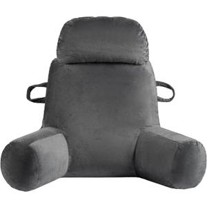 32" X-Large Reading Pillow for Sitting Up in Bed & Post-Surgery Recovery - Super Soft Adjustable Neck Roll Backrest Pillow, Washable Cover for Adults, Watching TV/ Gaming(Grey)