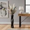 Tall Black Resin Floor Vase - 23.6 Inch Modern Square Twist Vases for Home Decor, Large Decorative Vase for Dried Flowers, Pampas Grass, Centerpiece - Matte Finish
