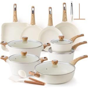SENSARTE Ceramic Cookware Sets, Pots and Pans Set Non stick, Non toxic Healthy Induction Cookware, 26 Pcs Nonstick Kitchen Cooking Set, w/Frying Pans Set, Saucepans Set, 26 Piece