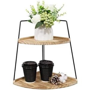 2 Tier Bathroom Counter Organizer, Standing Rack Cosmetic Holder, Wood Bathroom Organizer, Vanity Organizer Bathroom Counter Tray, for Bathroom, Bedroom (Log Color)