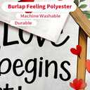 3 x CROWNED BEAUTY Valentines Day Garden Flag Love Begins at Home 12x18 Inch Double Sided Hearts Floral Welcome Decoration for Outside Yard