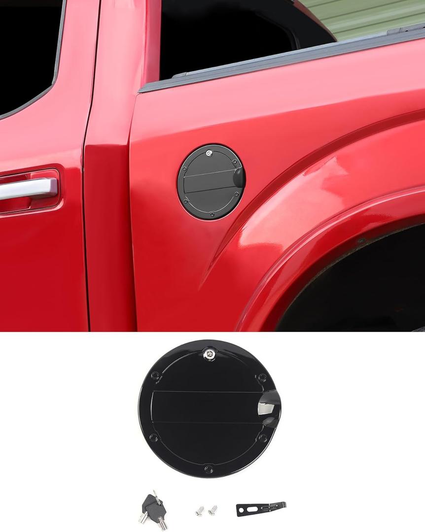 Fit for 2015-2020 Ford F-150 Locking Fuel Gas Filler Tank Door Cap Cover with Keys, Gas Tank Cap Fuel Filler Door Cover Trim Exterior Accessories, Black