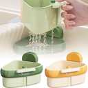 7 x Sink Strainer Basket,2025 New Upgraded Suction Cup Press Sink Drainer Basket,Automatic Dumping Sink Strainer Basket,Faucet Sponge Storage Rack,Corner Sink Trash Catcher for Food Waste (Green)