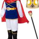 Boys Prince Charming Birthday Halloween Costume Cosplay Dress-Up Royal Outfits for Kids (2-3Years(100cm), Blue)