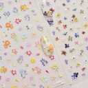 1 Sheet Flower Nail Stickers for Nail Art Colorful Flower Nail Stickers Spring Floral Plant 3D Self-Adhesive Nail Decals Supplies Manicure Floral Decal for Women Nails Art Decoration