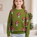 Cubear Girls' Knit Pattern Pullover Sweaters Crewneck Long Sleeve Fall Casual Tops, Size 5-14 Years (Green)