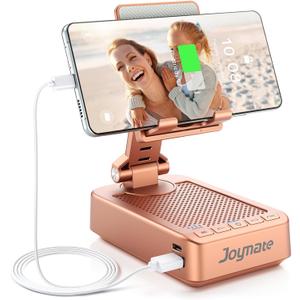 Gifts for Women Girls, Bluetooth Speaker Phone Stand with Charging Function 360 Rotable Adjustable Cell Phone Holder with HD Surround Sound for Desk Fits All Phones,Tablet (Rose Gold)