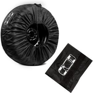 Spare Tire Cover, 26" Sunproof and Anti-Aging Protector for All Seasons, Full Coverage Portable Foldable Tire Storage Accessory with Carrying Handle and Tool Bag, for Most Cars (Black #S)