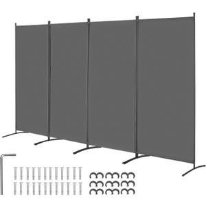 VEVOR Room Divider, 4 Panel Room Divider, 136" W Folding Privacy Screen and Portable Partition Divider for Room Separation, Freestanding Room Partitions for Office, Bedroom, Study, Grey