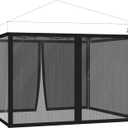10x10 ft Mosquito Netting for Pop Up Canopy, Universal Bug Screen Tent Enclosure, Outdoor Canopy Mesh Net with Zipper Doors for Camping, Patio, Backyard (Netting OnlyBlack)