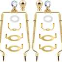 8 9 10 11 inch Gold Lamp Shade Harp Holder, 2 Set Adjustable Height Harp Kit with Crystal & Metal Finial, DIY Replacement Repair Lampshade Bracket E14 E26 E27 Adapter Base Table Floor Light