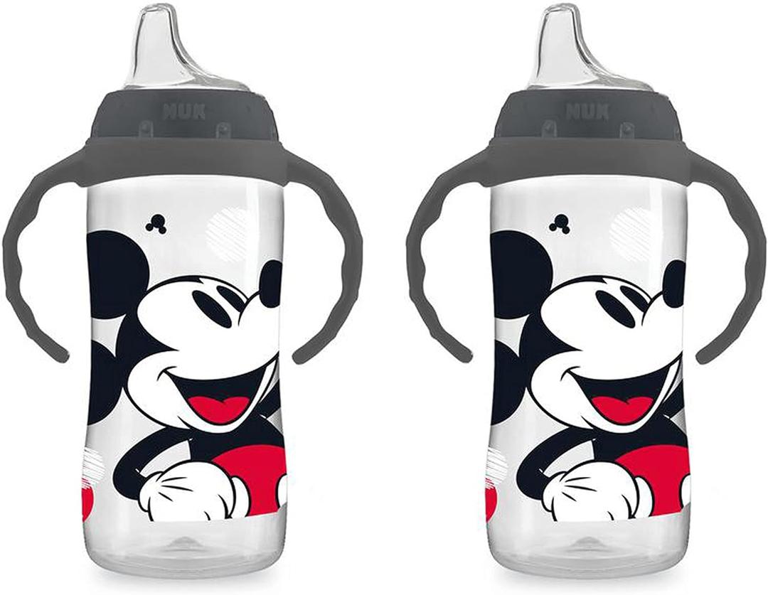 NUK Mickey Mouse Large Learner Cup 10oz 2pk  BPA Free, Spill Proof Sippy Cup (2 Pack, Mickey Mouse)