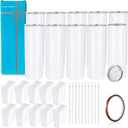 YOUKE OLA 10 Pack Sublimation Tumblers Bulk Straight Skinny Tumbler Blanks 20oz for Heat Transfer, Individual Gift Boxed, Double Wall Insulated Tumbler with Shrink Wrap Films & Heat Tape & Straws
