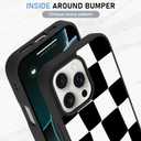 KANGHAR for iPhone 16 Pro Case Checkered Aesthetic Cute Pattern Shockproof Full Body Protection for Girls Women -Black