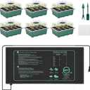 Sckee 6 Pack Seed Starter Tray with 10"x20.75" Seedling Heat Mat, Seed Starter Kit with Humidity Dome, Seed Starting Trays Plant Starter Kit and Base, Kit for Seeds Growing Starting