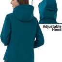 Outdoor Ventures Women's Softshell Jacket with Hood Fleece Lined Warm Lightweight Waterproof Insulated Windbreaker (Blue, XL)