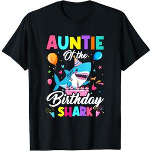 Auntie of The Shark Birthday Boy Girl Party Family Group T-Shirt 2XL
