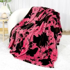 Hot Pink Throw Blanket for Women - Strawberry Pink Gifts for Teen Girls, Lightweight Soft Fuzzy Decor Blanket Cute Fleece Plush Bedding for Couch Bed Camping 50x60 inches