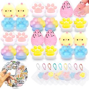 Taba Squishy Pack  24 Pack Taba Squishies with 50 Stickers, Easter Squishy Toys Party Favors for Kids 4-8 8-12, Treasure Box Toys fidgets for Classroom ,Easter Basket Stuffers ,Goodie Bags Stuffers