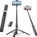 Selfie Stick Travel Tripod for iPhone Wireless Remote for Selfies, Extendable Selfie Stick for iPhone, iPhoneTripod for Video Recording, 60 inch, Black
