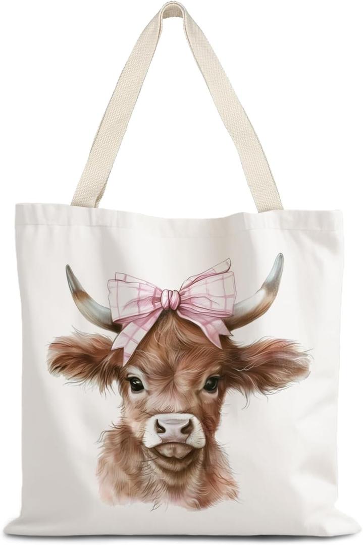 Canvas Tote Bag Aesthetic,Zoon Cow Dog Cat Tote Bag,Gifts for Women Canvas Tote Bags
