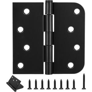 Exterior Door Hinges 3 Pack 4 Inch Black Door Hinges with Square & Round Corners, Removable Pin, Door Hinge Black Matte for Heavy-Duty Front & Back Door (Square and 5/8" Radius Corner)