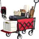 MAZING Collapsible Foldable Wagon with Tailgate Extended, 300lbs Heavy Duty Portable Lightweight Utility Folding Wagon Cart for Grocery, Camping, Garden, Fishing